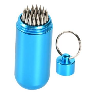 Imagem de Colaxi Ferramenta de reparo de ponta de taco de sinuca, melhora a precisão do taco, profissional, portátil, resistente, alumínio com chaveiro, ferramenta de, Azul