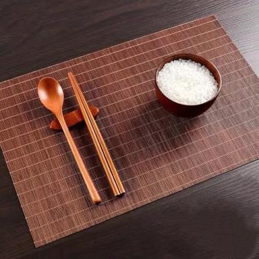 Imagem de Kit Jogo Americano 3 Peças Bambu Caramelo Para Mesa e Cozinha