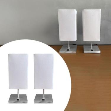 Imagem de Kit 2 Abajur Luminária De Mesa Clássico Quadrado Alumínio com Interrup