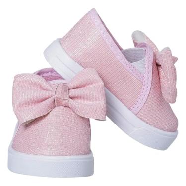 Imagem de Tênis Feminino Slip On Glitter Infantil Sapatilha Menina Brilho Laço (Rosa Bebê, BR, Bebê, Numérico, 17)