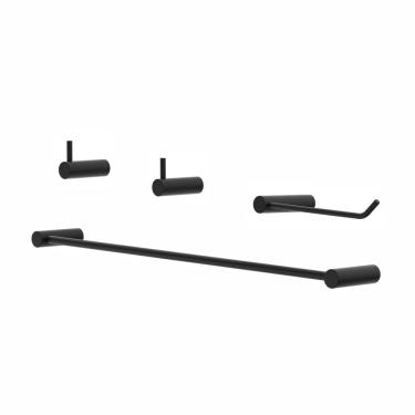 Imagem de Kit De Acessórios Para Banheiro Orion 4 Peças Suporte Preto 2050OR