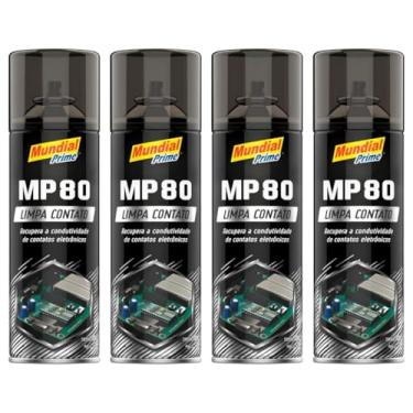 Imagem de Kit 4 Limpa Contato Elétrico Spray 300ml Mundial Prime MP80 Aeroflex – Remove Oxidação, Poeira e Garante Melhor Contato em Componentes Elétricos