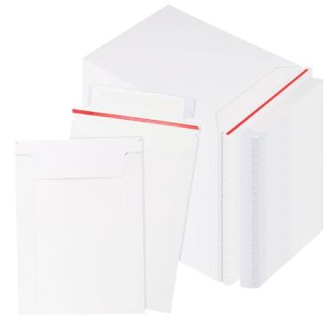Imagem de SINJEUN Pacote com 200 envelopes rígidos, envelopes de papelão brancos autoselados de 250 g/m², envelopes fixos para arquivos, fotos, fotos, papéis