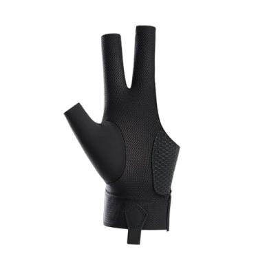 Imagem de UGPLM Luvas de bilhar para mão esquerda, luvas de taco de sinuca de 3 dedos, 9x18 cm, acessórios esportivos confortáveis, poliéster, profissional e portátil