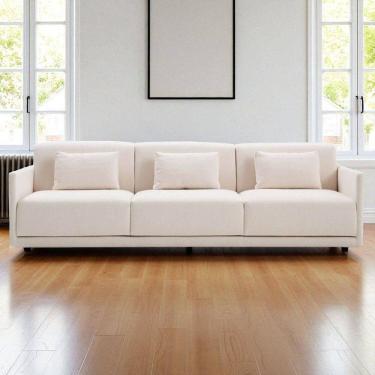 Imagem de Sofá 3 Lugares King Size Revestimento em Sarja 252cm Bege Claro