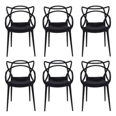 Imagem de Kit com 6 Cadeiras para Sala de Jantar Allegra Solna Preto