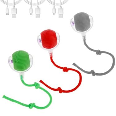 Imagem de DJAPWPX - 1/2/3 peças de bola rolante automática para animais de estimação, brinquedo elétrico recarregável por USB, brinquedo interativo para gatos, brinquedo inteligente autorolante para cães, bola