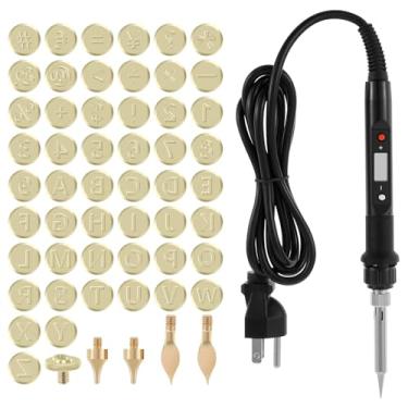 Imagem de Kit de queimador de madeira com carimbos de letras, conjunto de entalhes em madeira faça você mesmo, letras dos EUA, números, conjunto de ferramentas de carimbo quente, alfabeto maiúsculo, ponta de