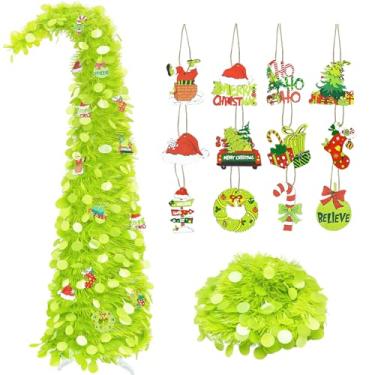 Imagem de Árvore de Natal dobrável dobrável de 1,5 m com luzes, verde, dobrável, árvore curvada de fácil montagem para varanda de apartamento, decoração de Natal