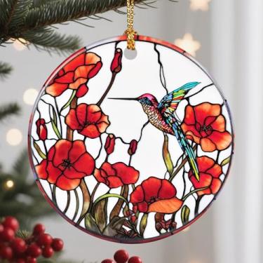 Imagem de Enfeites de Natal, enfeite de beija-flor, decorações de árvore de Natal, enfeites de férias, presente de beija-flor, presentes para amantes de pássaros, presentes de festa de fim de ano e ideias de