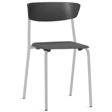 Imagem de Cadeira Empilhável Fixa F02 Base Aço Cinza Preto - Lyam Decor