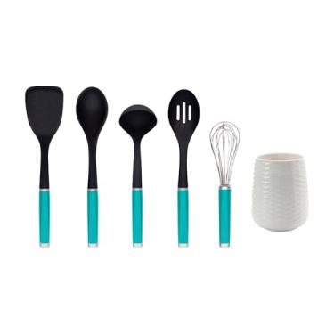 Imagem de KitchenAid KQ562BXAQA Conjunto de ferramentas e utensílios com pote de panela, 6 peças, azul-piscina