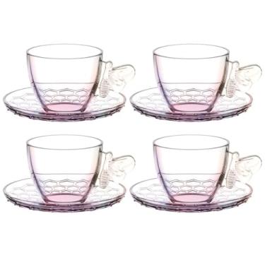 Imagem de Haüskraft -Xícara para café com pires de vidro Bee 80 ml 4 peças