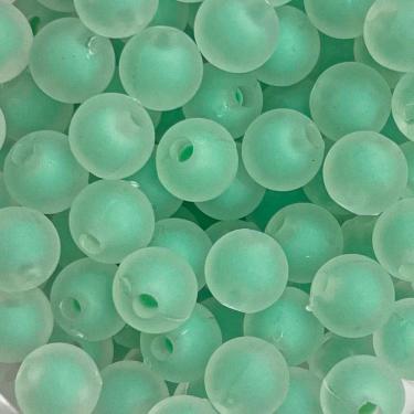 Imagem de Miçanga Bolinha Fosca com Miolo Verde Contas Passante 8mm 180pçs Para Fazer Pulseira Montar Colar