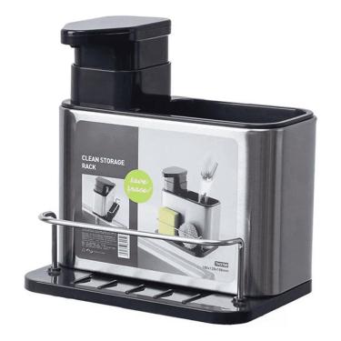 Imagem de Porta Detergente Dispenser Sabão Liquido Esponja Bucha Inox