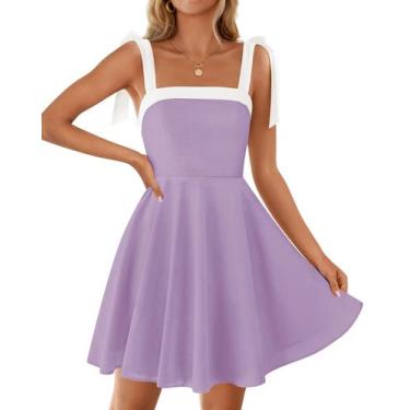 Imagem de Vestido ZESICA 2025 Summer Boho com gola quadrada, mini roxo, feminino