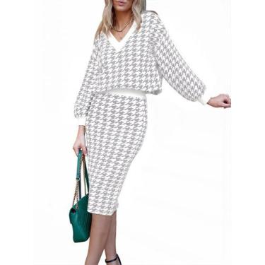 Imagem de Vestido de inverno HUUSA, suéter feminino, duas peças, conjunto de out