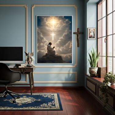 Imagem de Quadro Decorativo Jesus Cristo Rezando no Monte - 70x50cm - Quadros On