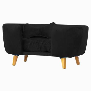 Imagem de Poltrona Cama Pet Hanna Estofada Tecido Veludo Divini Decor, Preto