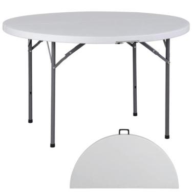 Imagem de Mesa ZenStyle dobrável de 122 cm redonda portátil branca