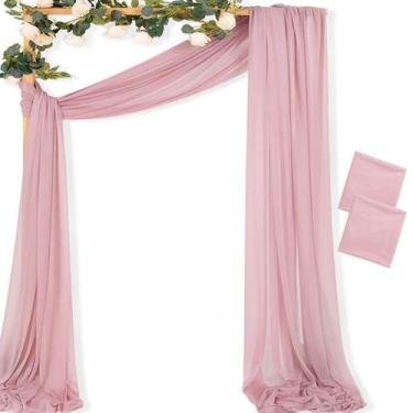 Imagem de Tecido drapeado MLMC Dusty Rose 2 painéis de 8,8 x 6,1 m de casamento