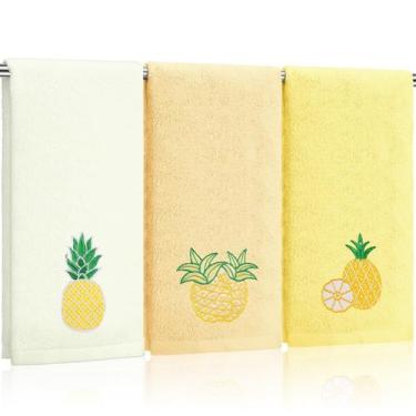 Imagem de Toalhas de mão Tingjoo Pineapple 100% algodão 36x74cm, pacote com 3