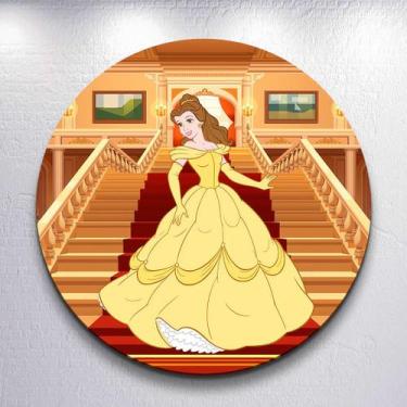 Imagem de Decoração infantil festa com painel redondo capa Fera princesa Bela ta