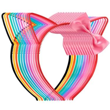 Imagem de Chanaco 12 peças de orelhas de gato, decorações de festa, laço rosa, acessórios de cabelo de plástico, fofos, coloridos, gabby, lembrancinhas de aniversário, fantasia de Halloween, presentes kawaii