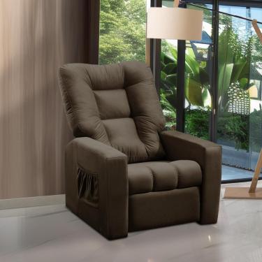Imagem de Poltrona do Papai Reclinável Itália Suede Marrom Adonai Estofados