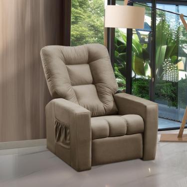 Imagem de Poltrona do Papai Reclinável Itália Suede Cappuccino Adonai Estofados