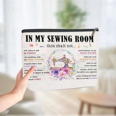 Imagem de Bolsa de maquiagem divertida para amantes de costura, presentes para viagem, cosméticos, presente de cozinha, sacos de higiene pessoal para mulheres, namorada, mãe, avó, amiga, Natal, aniversário, dia