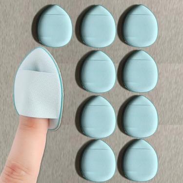 Imagem de 10 peças de esponja cosmética puff mini almofadas de ar para o dedo corretivo base líquida pó molhado seco use ferramentas de beleza, azul
