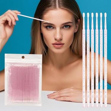 Imagem de 100 pincéis microaplicadores descartáveis para extensão de cílios, microcotonetes de algodão, varinhas de rímel para lábios