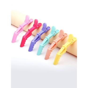 Imagem de Pacote com 6 clipes de cabelo jacaré para corte de cabelo, grampos antiderrapantes para corte de cabelo, grampos de cabelo de salão de beleza profissionais de plástico durável com dentes largos