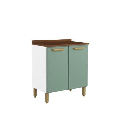 Imagem de Balcão de Aço com Tampo 2 Portas Bella Bertolini, Verde/Branco