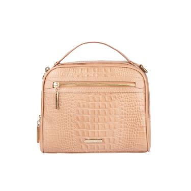 Imagem de Bolsa baú pequena de couro croco Lara