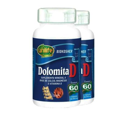 Imagem de Kit 2 Dolomita Com Vitamina D 60cáps Unilife