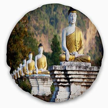 Imagem de Designart Linda fileira de estátuas de Buda, sala de estar, sofá, enchimento de almofada + capa de almofada impressa em ambos os lados 50,8 cm