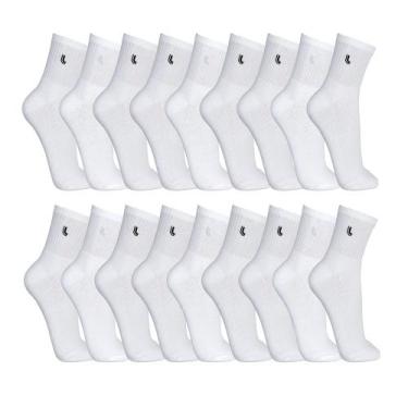 Imagem de Kit 18 Meia Lupo Cano Médio Masculina Original 3245, Branco, M