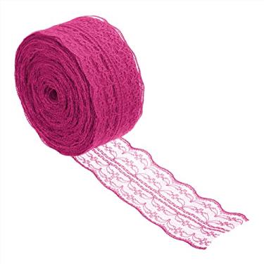 Imagem de PATIKIL Fita de acabamento de renda de 4,7 cm x 25 m, rolo de costura de renda não elástico, embalagem de presente para festa, decoração de casa, artesanato, rosa escura, vermelho