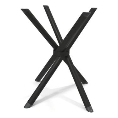 Imagem de Base de Mesa Pé Aço Preta Reforçada Mesa Redonda ou Quadrada 4 Lugares