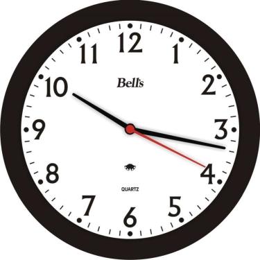Imagem de Relógio de Parede Redondo Econômico Preto 21,7cm - Bells