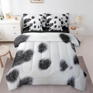 Imagem de Erosebridal Jogo de cama solteiro com estampa de vaca fofa, 7 peças, para meninos, adolescentes, adultos, fazenda, animais de fazenda, animais selvagens, lençol leve para decoração de quarto