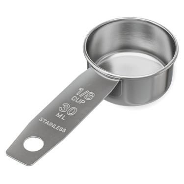 Imagem de Copo medidor de aço inoxidável 1/8 | Metal resistente 30 ml | 30 cc | 30 ml | Copo único para ingredientes úmidos e secos | Ótimo para uso como colher de café de 1/8 - 1 pacote