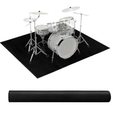 Imagem de Tapete de tambor 10 x 15 m: Tapete preto à prova de som com fundo antiderrapante, tapete lavável para quarto ou sala de estar, conjunto de música de tambor acessório para casa interna