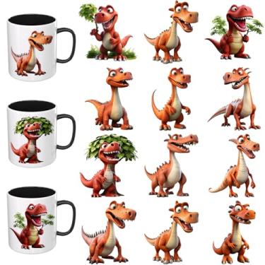 Imagem de Elewins Adesivos de animais fofos UV DTF - 12 folhas animadas dinossauros UV DTF copo envoltório para canecas de vidro café, decalques DIY para copos, esfregar à prova d'água em transferências para