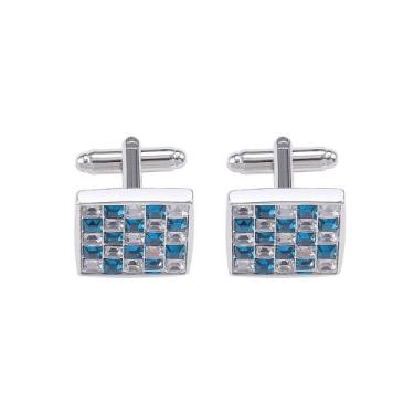 Imagem de Abotoaduras: elegante, quadrada, azul e zircônia cúbica transparente -