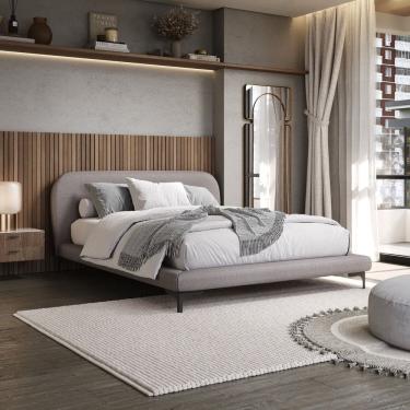 Imagem de Cama Casal com Cabeceira Estofada Sun Cinza