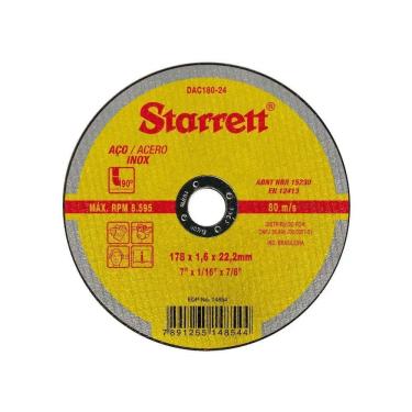Imagem de Disco De Corte 180x1.6x22mm Aço Starrett Dac180-24