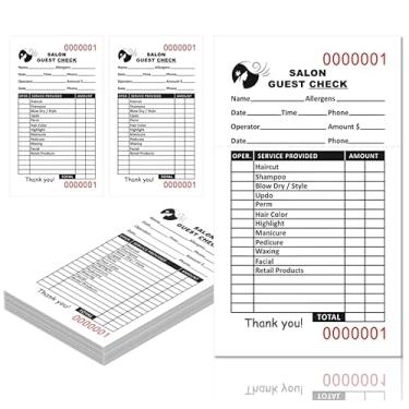 Imagem de 12 peças de bloco de verificação de salão de cabeleireiro livros de cheques de convidados 3 × 5,25 cm com números de série Spa Salon Salon Sales Book Salon Beauty Salon Tickets Customer Barber Shop